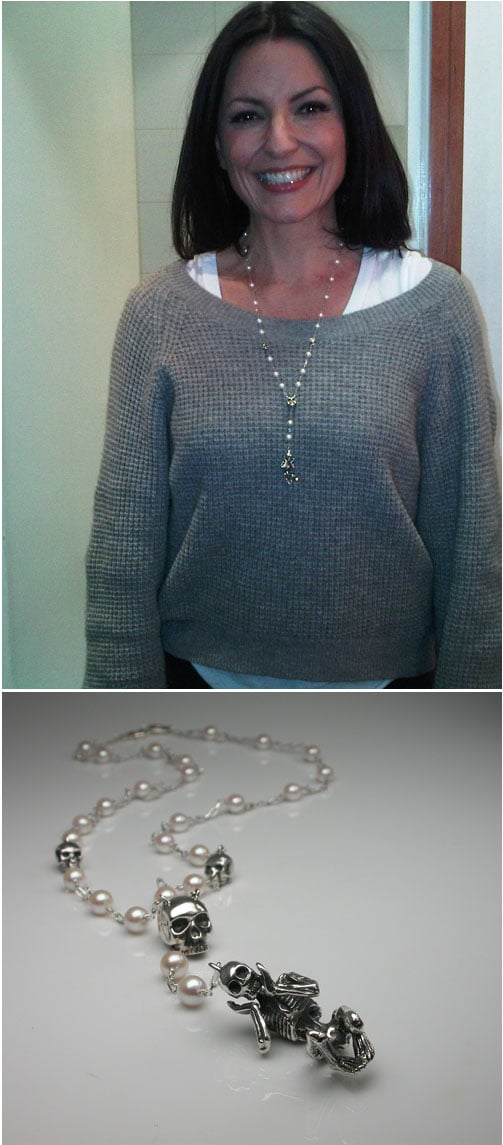 Davina McCall Wears Stephen Einhorn Skullduggery Silver & Akoya Pearl Necklace - The Stephen Einhorn Blog - Designer Jewellery London