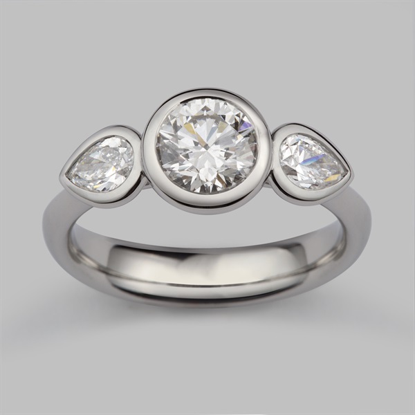 Trinity Trilogy 1ct Three Stone Engagement Ring Platinum & Brilliant Cut Certified Diamond HVS