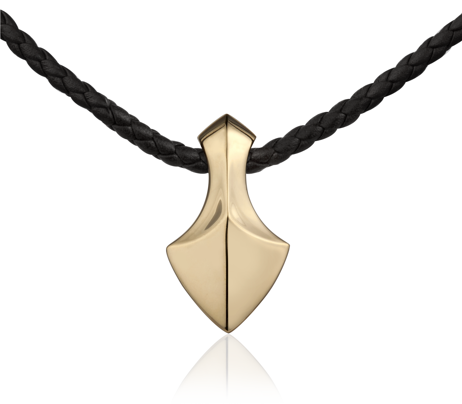 Stephen Einhorn Arrowhead Collection_Large Arrowhead Leather Necklace Black and yellow gold
