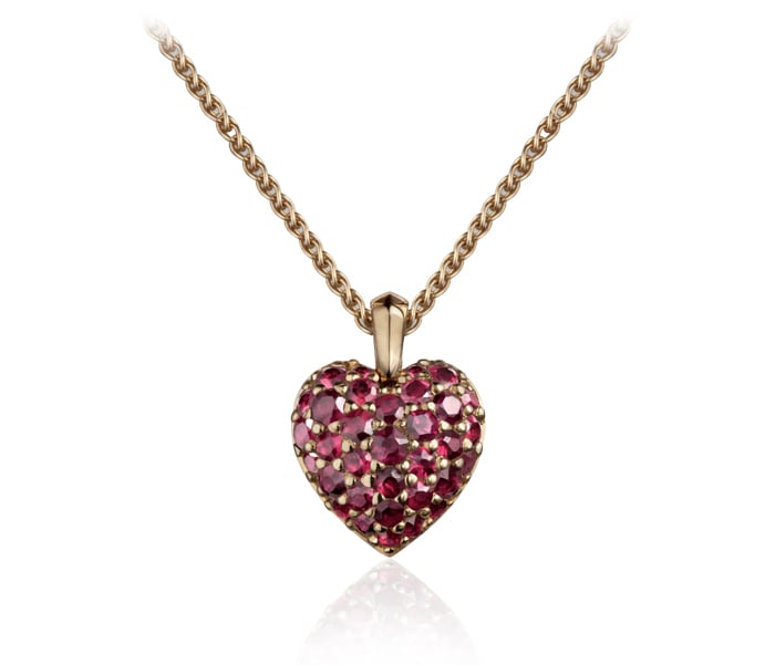 Ruby and Gold Heart Necklace