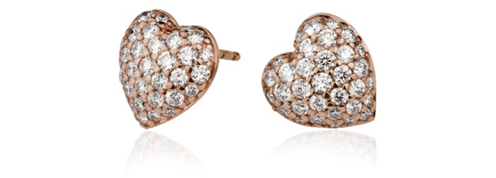 Raspberry Heart Diamond stud earrings