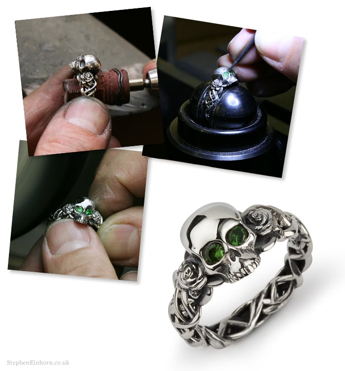 Stephen Einhorn_Making of a Bespoke Silver & Green Tsavorite Skull Ring